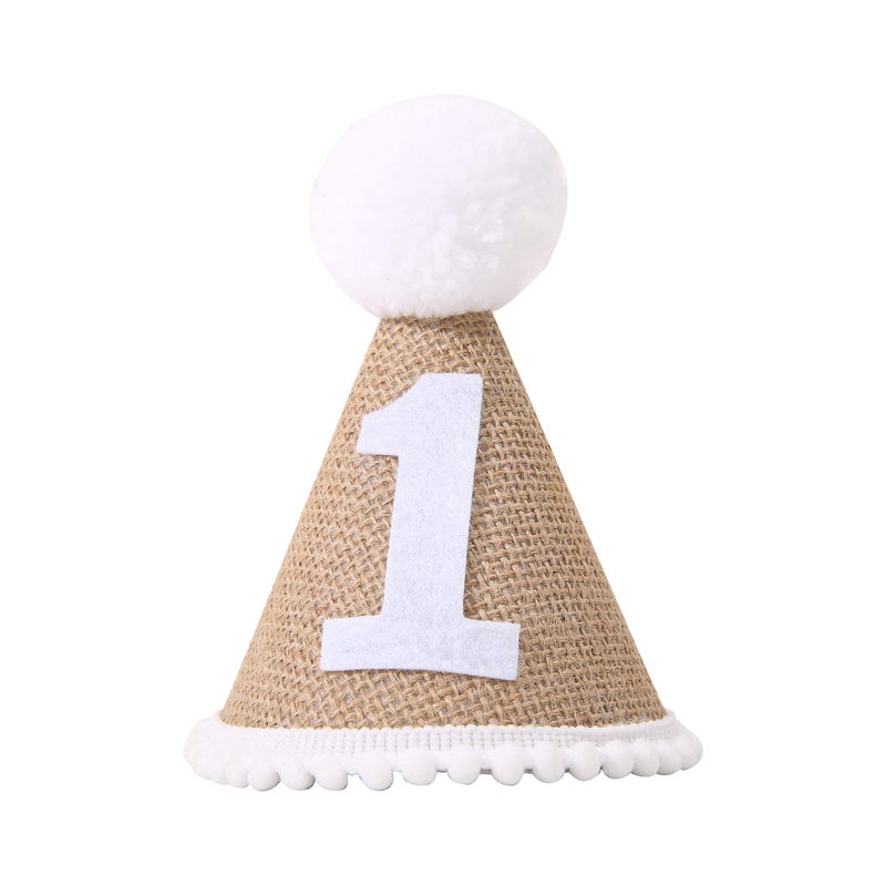 BOOMPA 1st Birthday Decorations - First Birthday Headband, White Hat - Baby Angel Cake Smash Photo Booth Props and Backdrop (White-1) - Image 1